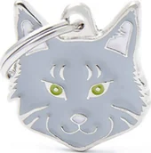 Odblaski i adresówki - Zawieszka Adresówka Identyfikator z grawerem dla kota Mine Coon szary - miniaturka - grafika 1