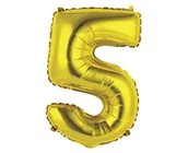 Balony i akcesoria - GoDan Balon foliowy cyfra 5, 14", złota FG-C35Z5 - miniaturka - grafika 1