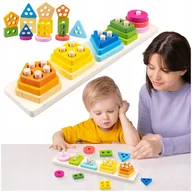Sortery dla dzieci - Drewniana Układanka Sensoryczna Kreatywna Montessori Sorter Nauka Kształtów - miniaturka - grafika 1