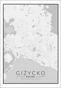 Plakaty - Galeria Plakatu, Giżycko mapa czarno biała, 21x29,7 cm - miniaturka - grafika 1