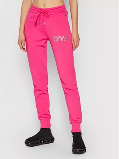 Spodnie sportowe damskie - Versace Jeans Couture Spodnie dresowe 71HAAT04 Różowy Regular Fit - grafika 1