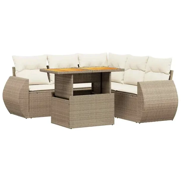 Zestaw mebli ogrodowych modułowych z rattanu PE beżowy 62 x 62 x 69 cm