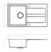 Zlewozmywaki - Kuchinox Laut Zlewozmywak granitowy jednokomorowy 76x44 cm szary SBZ_511Y - miniaturka - grafika 1