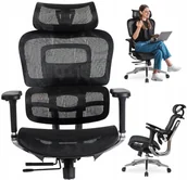 Fotele i krzesła biurowe - Krzesło Obrotowe Biurowe Fotel Ergonomiczny Biurowy Obrotowy Czarny NINO - miniaturka - grafika 1