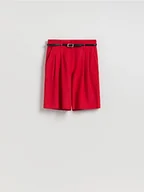 Spodenki damskie - Reserved - Szorty z paskiem - czerwony - miniaturka - grafika 1