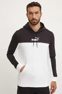 Bluzy męskie - Puma bluza ESS BLOCK x TAPE męska kolor biały z kapturem wzorzysta 673342 - miniaturka - grafika 1