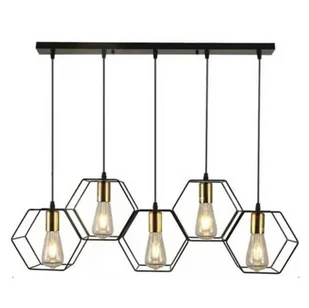 Wisząca lampa na listwie Honey  Abigali plaster miodu czarna ABIGALI-LWH-5XE27 - Lampy sufitowe - miniaturka - grafika 1