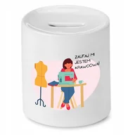 Skarbonki - SKARBONKA DLA KRAWCOWEJ KRAWCA ZAUFAJ MI JESTEM z Nadrukiem ze Zdjęciem - miniaturka - grafika 1