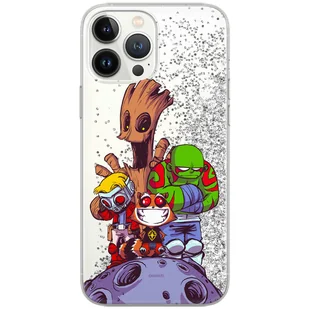 Etui płynny brokat do Apple IPHONE 14 PRO Marvel: Strażnicy Galaktyki 017 oryginalne i oficjalnie licencjonowane, Srebrny - Etui i futerały do telefonów - miniaturka - grafika 1