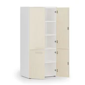 Szafy biurowe - Szafa biurowa pół-drzwi PRIMO WHITE, 1781 x 800 x 500 mm, biały/brzoza - miniaturka - grafika 1