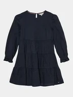 Sukienki i spódniczki dla dziewczynek - Tommy Hilfiger Sukienka codzienna Broderie Anglaise KG0KG07779 D Niebieski Regular Fit - miniaturka - grafika 1