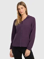 Bluzy damskie - 4F Polar slim z kapturem damski - fioletowy XXL - miniaturka - grafika 1