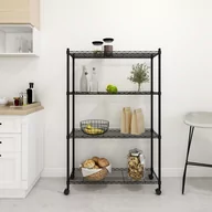 Szafy i regały magazynowe - vidaXL 4-poziomowy regał na kółkach, 90x35x142 cm, czarny, 200 kg 324628 - miniaturka - grafika 1