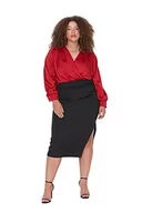 Spódnice - Trendyol Damska spódnica ołówkowa midi spódnica z rozcięciem tkana spódnica plus size, Czarny, 72-Du?e rozmiary - miniaturka - grafika 1