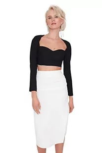 Trendyol Damska dopasowana bluzka Bodycon Sweetheart, czarno-antracytowa, 36, Czarno-antracyt, 62 - Body - miniaturka - grafika 1