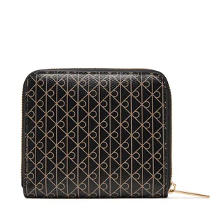 Mały Portfel Damski Calvin Klein Emblem Aop Square Zip Around LV04F1089G Czarny - Portfele - miniaturka - grafika 1