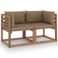 Sofy ogrodowe - VidaXL Ogrodowa sofa 2-os. z palet, z poduszkami taupe, drewno sosnowe! 3067280 - miniaturka - grafika 1
