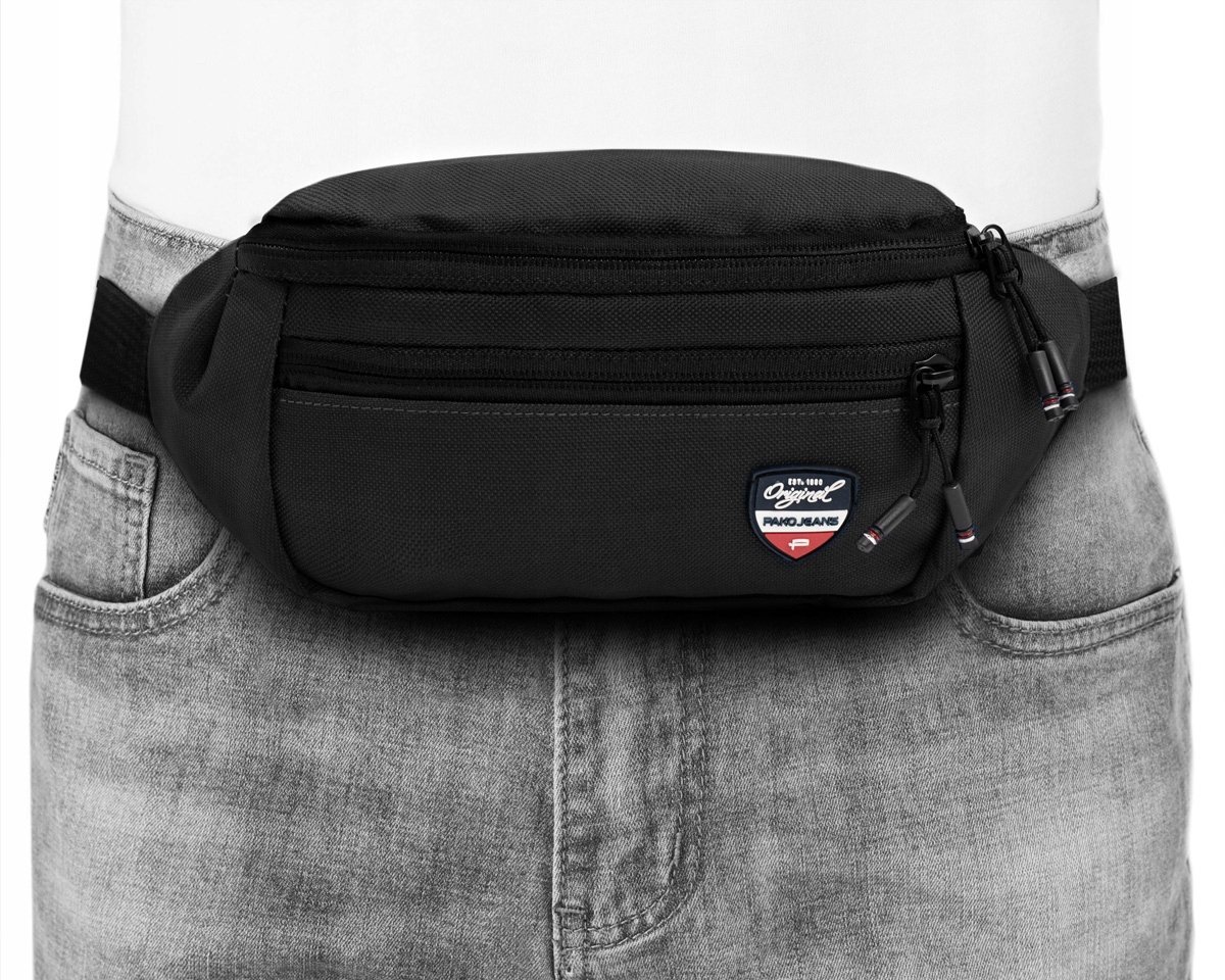 Sportowa Saszetka Na Pas Nerka Męska Biodrówka Czarna Pako Jeans