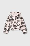 Bluzy dla dziewczynek - Emporio Armani bluza bawełniana dziecięca kolor różowy z kapturem wzorzysta - miniaturka - grafika 1