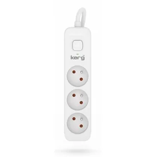 Przedłużacz KERG z wyłącznikiem M02375 3-gniazdowy 1,5m 3×1,0mm2 H05VV-F 10A/250V biały - Listwy zasilające - miniaturka - grafika 1