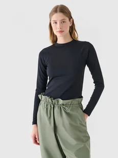 Damski longsleeve basic 4F 4FWAW24TLONF361 - czarny - Koszulki sportowe damskie - miniaturka - grafika 1