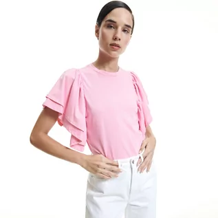 Bluzki damskie - Reserved Bawełniana bluzka - Różowy - grafika 1