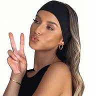 Ozdoby do włosów - CZARNA OPASKA DO WŁOSÓW NA GŁOWĘ USZY SZEROKA GŁADKA I ELASTYCZNA - miniaturka - grafika 1