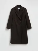 Płaszcze damskie - Reserved - Dwurzędowy płaszcz - ciemnobrązowy - miniaturka - grafika 1