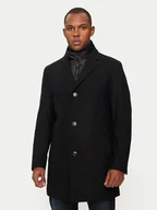 Płaszcze męskie - Hechter Paris Płaszcz wełniany 45014 142270 Czarny Regular Fit - miniaturka - grafika 1