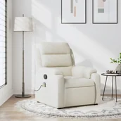 Fotele - vidaXL Rozkładany fotel masujący, kremowy, obity aksamitem - miniaturka - grafika 1