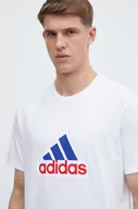 Koszulki męskie - adidas t-shirt bawełniany męski kolor biały z nadrukiem IS3234 - miniaturka - grafika 1