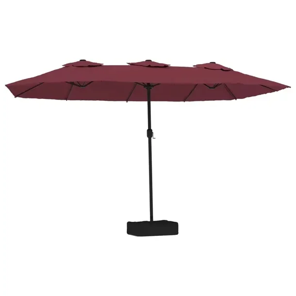 Podwójny Parasol Ogrodowy z LED, Bordowy/Ciemnoszary, 449x265x245 cm