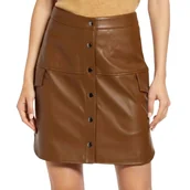 Spódnice - Spódnica damska Vreo Moda Loving Above Knee z ekoskóry przed kolano-L - miniaturka - grafika 1