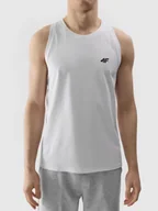Koszulki męskie - Tank top regular gładki męski 4F 4FWSS24TSLEM076-10S Biały - miniaturka - grafika 1