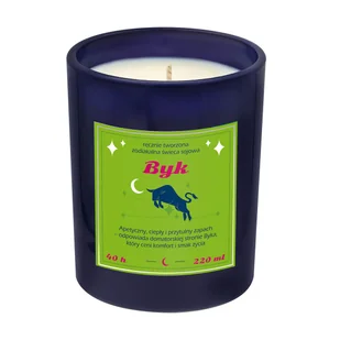 Świeca zodiakalna sojowa naturalna zapachowa BYK - bezpieczna, ręcznie robiona w szklanym słoiczku na prezent upominek dla osoby ze znakiem zodiaku .. - Świece - miniaturka - grafika 1