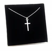 Łańcuszki - Łańcuszek z krzyżykiem krzyżyk srebro 40 cm - miniaturka - grafika 1