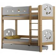Łóżka dla dzieci i młodzieży - Łóżko dziecięce 2-osobowe z 2 szufladami, sosna - Mimi 4X 200x90 cm - miniaturka - grafika 1