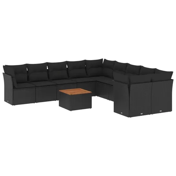Zestaw Mebli Ogrodowych z Rattanu PE, Czarny, Stół 55x55x37 cm, Sofa 62x6