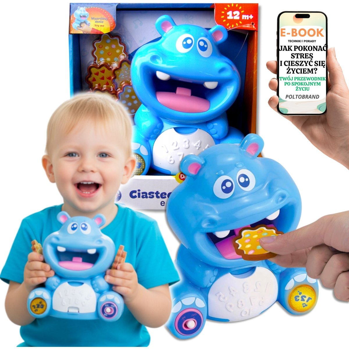 Interaktywny Hipcio DUMEL Edukacyjna Zabawka Licząca Po POLSKU ANGIELSKU PREZENT DLA 1 2 3 4 5 Latka + EBOOK-1