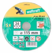 Materiały ścierne - Wolfcraft , ﬁbrowy 115mm gr.24 (5szt.) 2460000 - miniaturka - grafika 1