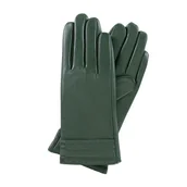 Rękawiczki - Damskie rękawiczki ocieplane ze skóry zielone - miniaturka - grafika 1