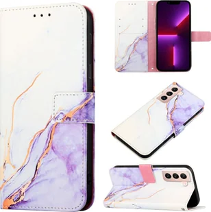 Pokrowiec König Design kompatybilny z Samsung Galaxy S21 Plus pokrowiec na telefon komórkowy ze skóry syntetycznej - Etui na telefon komórkowy biało-fioletowe - Etui i futerały do telefonów - miniaturka - grafika 1