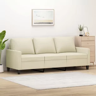 vidaXL 3-osobowa sofa, kremowa, 180 cm, sztuczna skóra - Sofy i kanapy - miniaturka - grafika 1