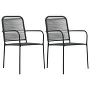 Fotele i krzesła ogrodowe - vidaXL Krzesła ogrodowe, 2 szt., sznurek bawełniany i stal, czarne - miniaturka - grafika 1