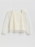 Bluzki dla dziewczynek - Reserved - Tiulowa bluzka - złamana biel - miniaturka - grafika 1