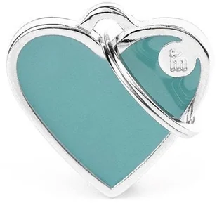 Zawieszka Adresówka Identyfikator z grawerem dla psa i kota serce turkusowe z obramówką S - Odblaski i adresówki - miniaturka - grafika 1