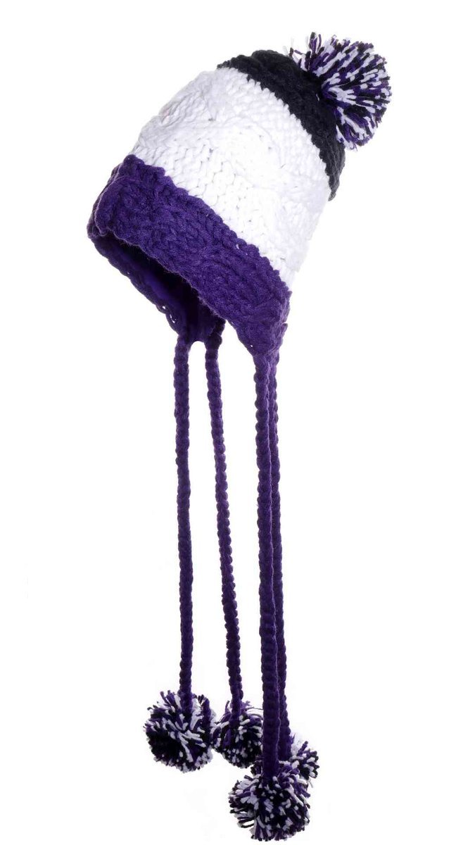 Dziewczęca czapka z pomponami w paski niebieska Ambra r.55/60