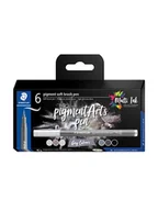 Przybory szkolne - Staedtler Pigment soft brush 372 "Grey colours" 6pcs. Cardboard box - miniaturka - grafika 1