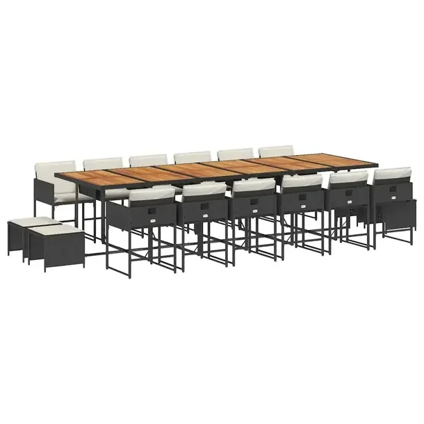 Zestaw mebli ogrodowych 330 x 106 x 73 cm, rattan PE, czarny i brązowy