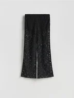 Spodnie damskie - Reserved - Koronkowe spodnie z wiskozą - czarny - miniaturka - grafika 1